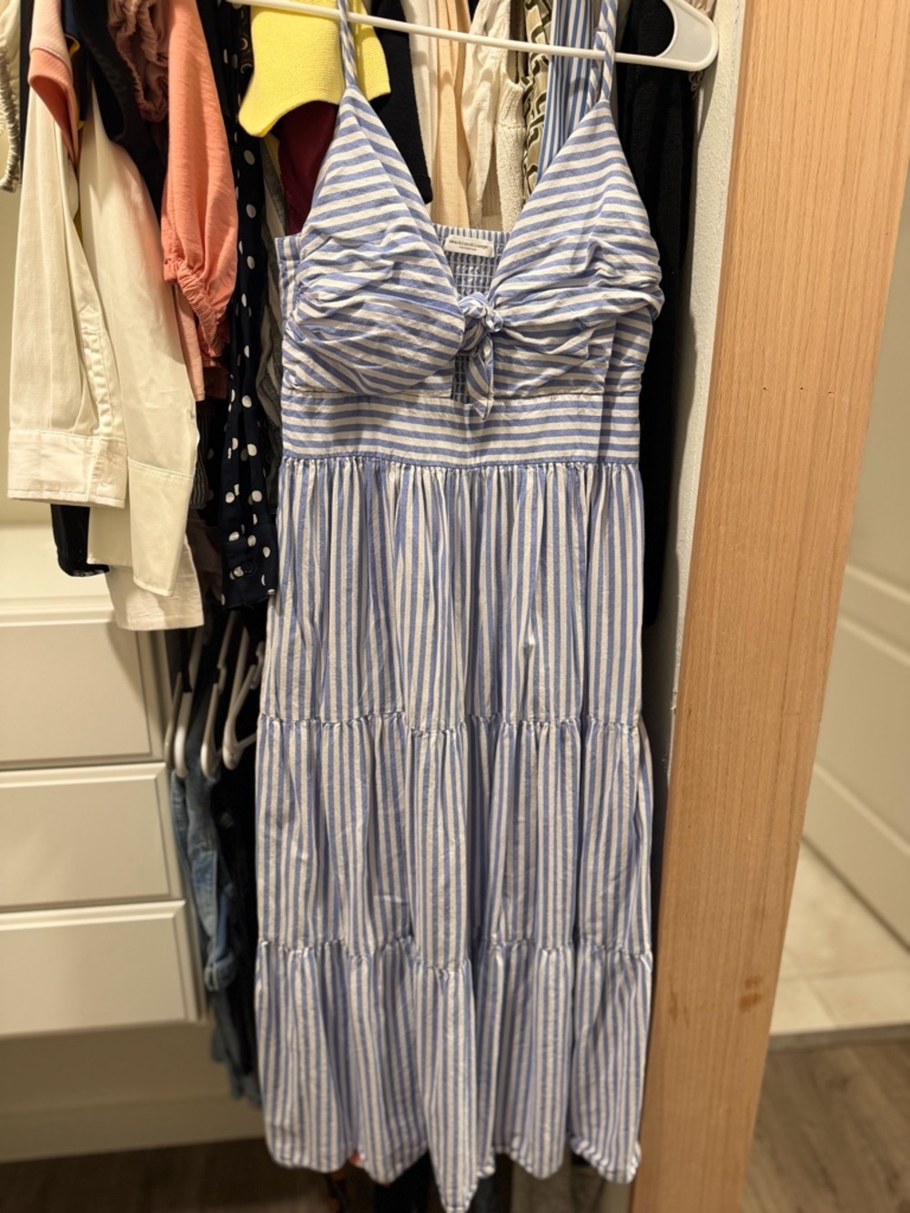 Time and Tru Light Blue & White Striped Tie-Front Maxi Dress - Picture 2 of 2